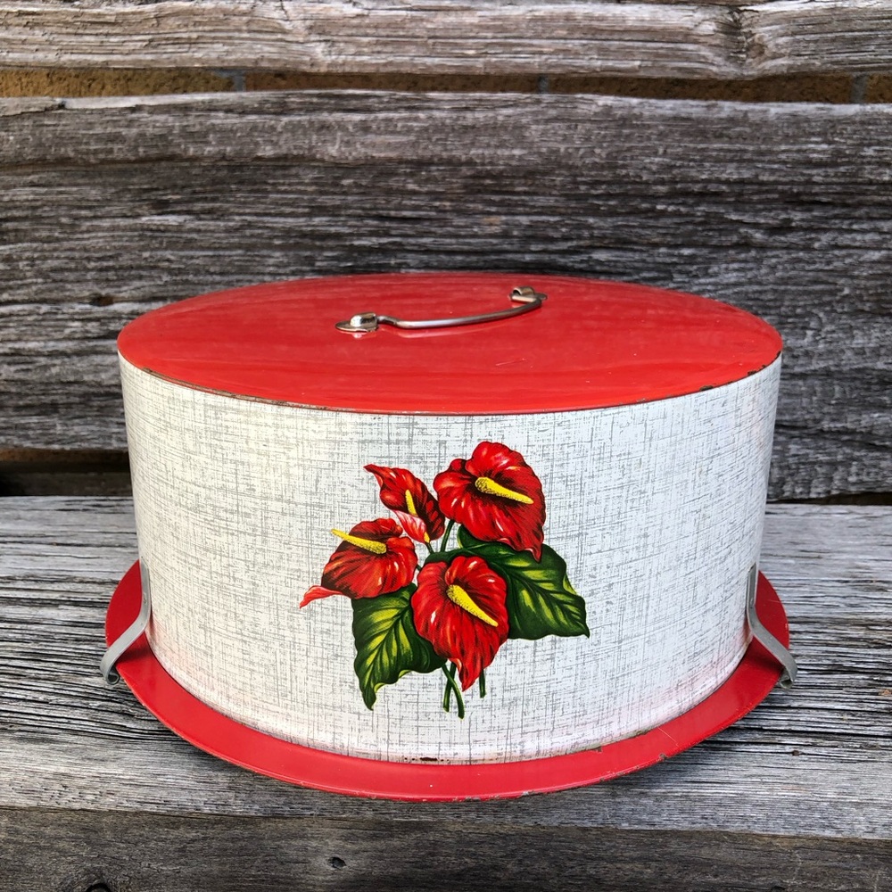 Vintage Mid Century Cake Server cake carrier Vtg Christmas Serveware Decoware💚❤️